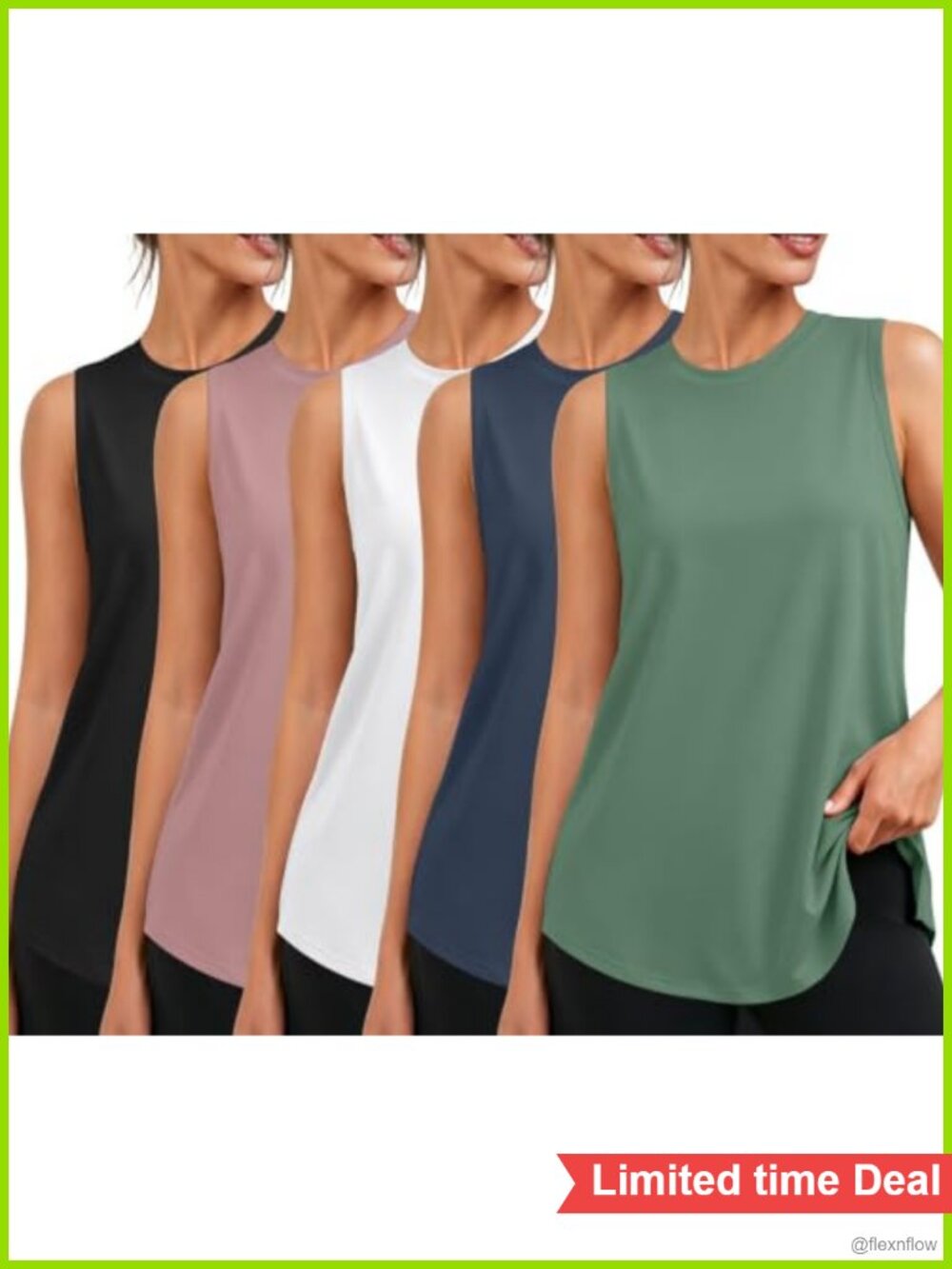 5 Pack Women's Sleeveless Athletic Tank Tops Loose Fit Crew Neck Breathable